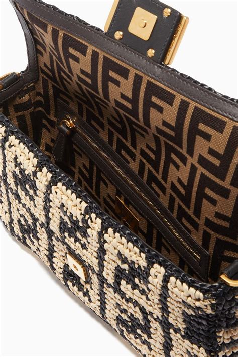 fendi raffia baguette|Fendi baguette black.